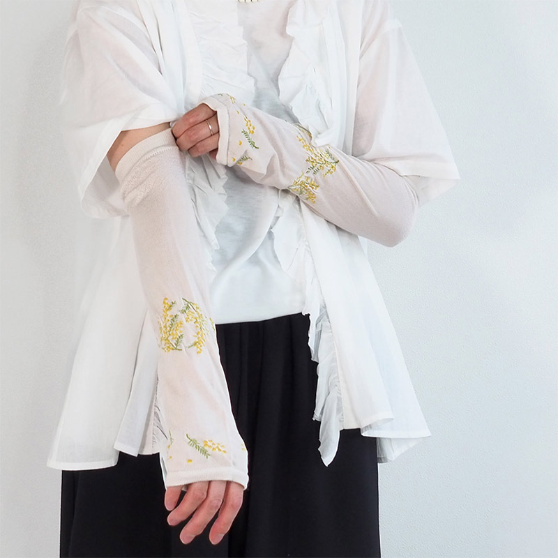 MAISON BLANCHE  おさんぽアームカバー/ミモザCRM【日本製】